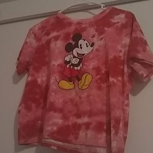 Red tie-dye Micky mouse shirt